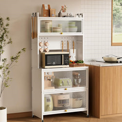 Cecil Kitchen Storage Pantry Trolley 80x40x162 - White