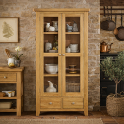 Gunnar Kitchen Storage Display Cupboard - Whitewash Oak