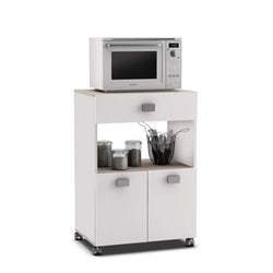 Allan Kitchen Storage Trolley - Matt White & Oak