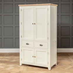 Abdel Kitchen Storage Pantry Cupboard - Cream - SOLID OAK & SOLID PINE