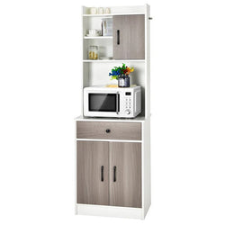 Menekse Kitchen Storage Cupboard - Grey/White