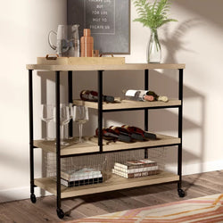 Rory Kitchen Storage Trolley - Black/Oak