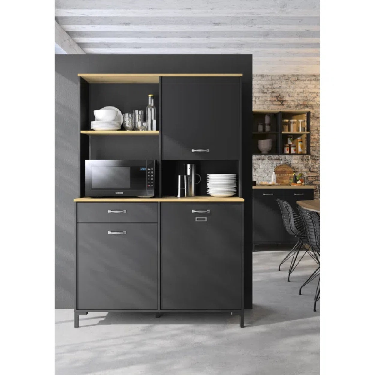 Black pantry cupboard store