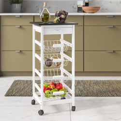 Axel Kitchen Storage Trolley - White/Black