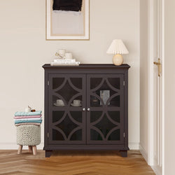 Zia Larder Cupboard - Espresso with Arc Pattern