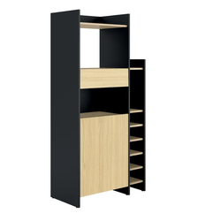 Taifa Kitchen Storage Pantry Cupboard - Light Oak/Black
