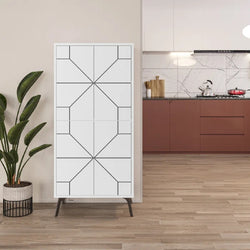 Myra Larder Cupboard - White/Black