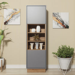 Liam Larder Cupboard - Grey/Oak