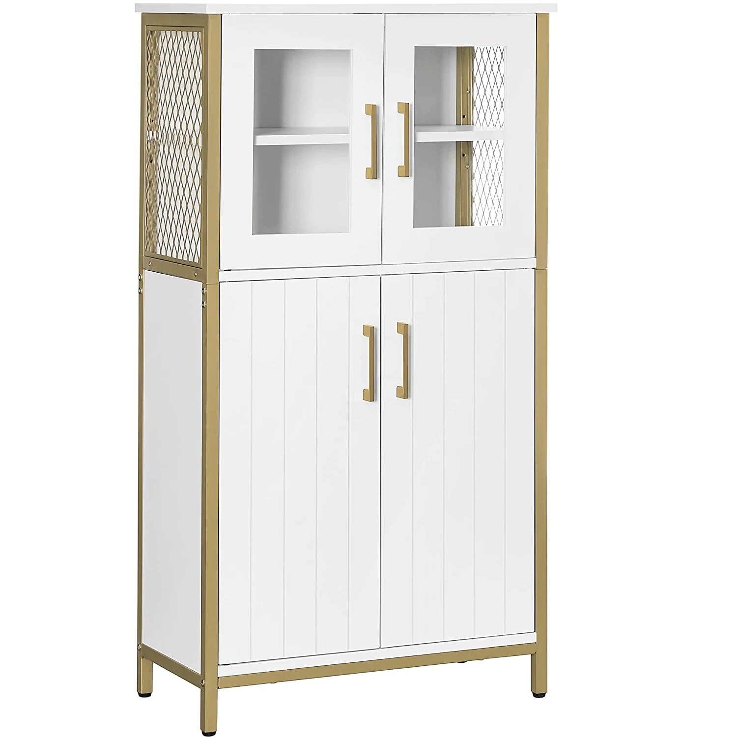 White and store gold storage cabinet