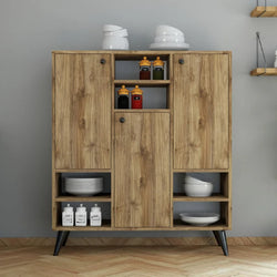 Ayla Pantry Cupboard - Walnut/Black