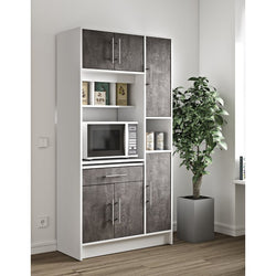 Seyma Larder Cupboard - White/Concrete Look